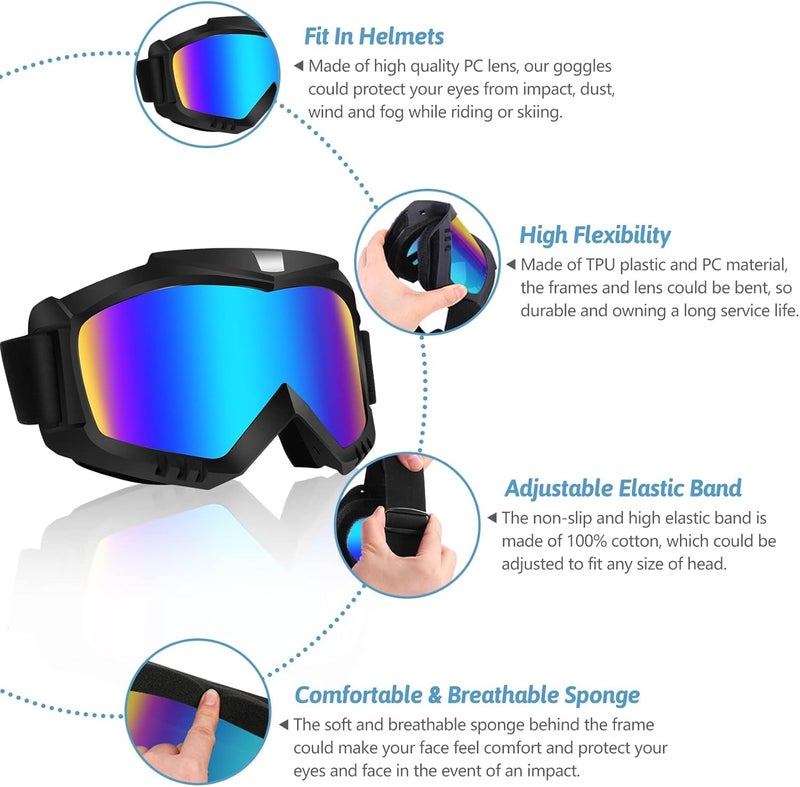 Lievermo Dirt Bike Goggles for Motorcycle, ATV, Motocross, Ski, and Racing Helmet - Image 3